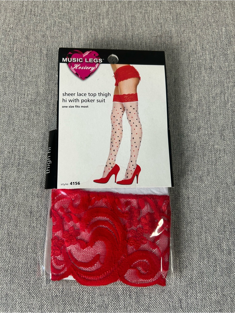 Music Legs Red Lace Top Thigh High Hosiery
